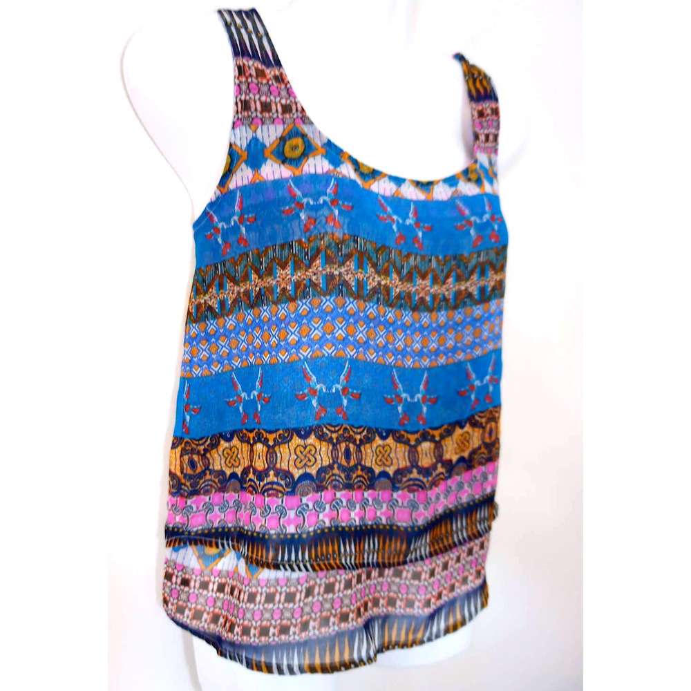 Patrons of Peace Boho Tribal Sheer Split Back Top - Picture 2 of 9